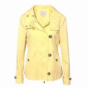 LOFT Womens (S) Primrose Yellow 100% Cotton Swing Jacket Coat w/Hood - Lined